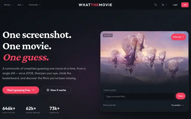 Screenshot of The Ultimate Movie Quiz | Guess Movies from Screenshots | WTM