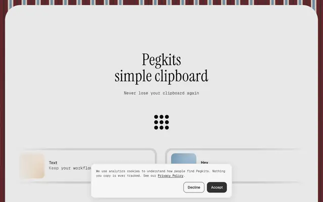 Screenshot of Pegkits