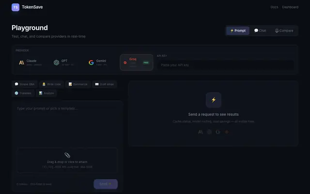 Screenshot of TokenSave — Cut Your AI API Costs by up to 40%