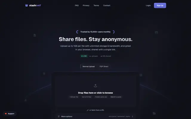 Screenshot of Stashr - Free Secure File Sharing | Send Files up to 1GB