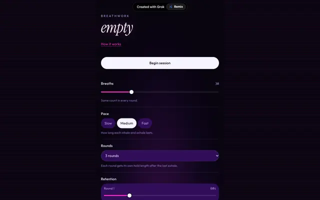 Screenshot of empty