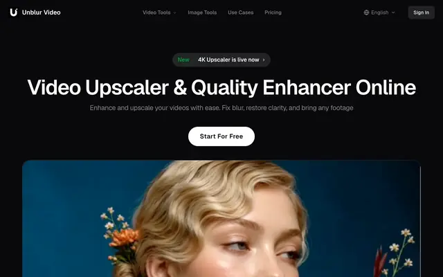 Screenshot of Video Upscaler & Quality Enhancer Online | Unblur Video