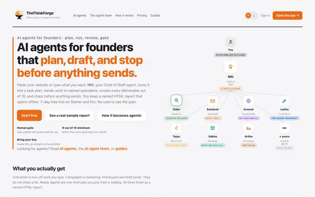Screenshot of AI Agents for Founders | TheThinkForge
