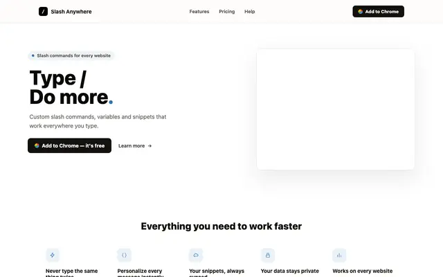 Screenshot of Slash Anywhere — Type / to do more
