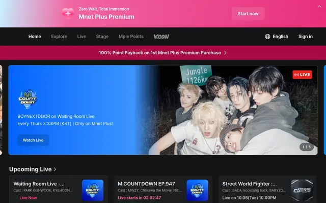Screenshot of Mnet Plus - Home