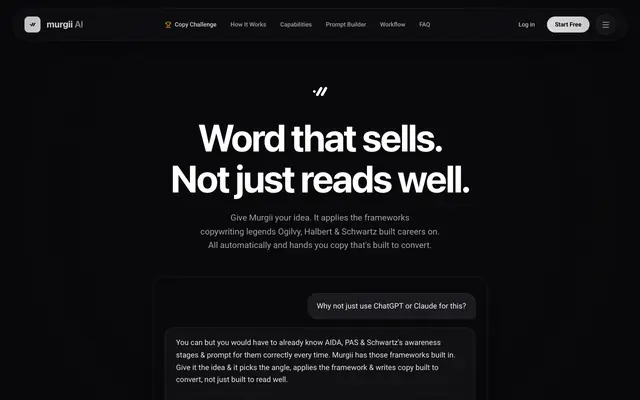 Screenshot of Murgii AI | The Persuasion & Copywriting Intelligence Engine