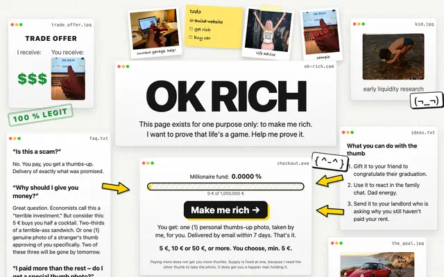 Screenshot of OK RICH — make me rich