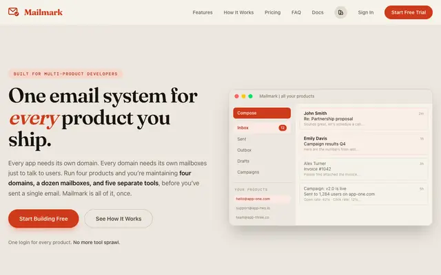 Screenshot of Mailmark - One Email Platform for All Your Products
