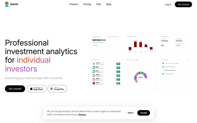 Screenshot of Samet — Professional financial tools for everybody