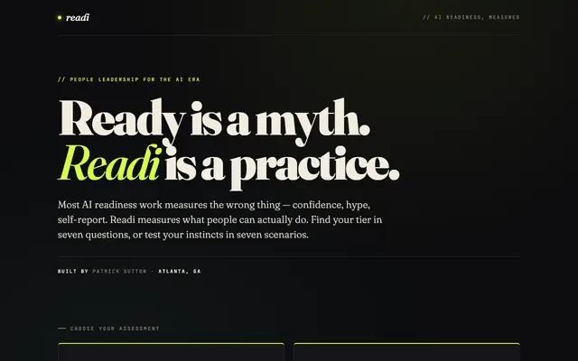 Screenshot of Readi · AI Readiness, Measured.