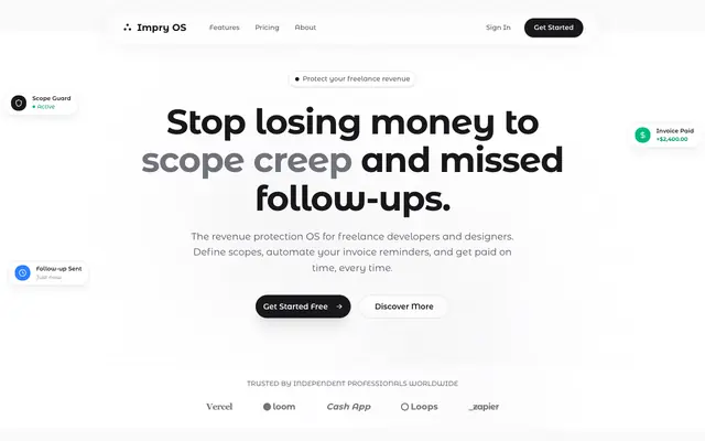 Screenshot of Revenue Protection for Freelance Developers & Designers