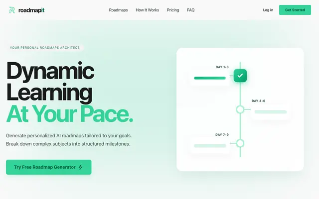 Screenshot of Roadmapit | The AI Learning Roadmap Architect