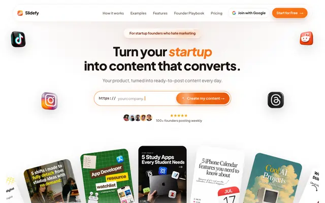 Screenshot of Slidefy — make your first carousel