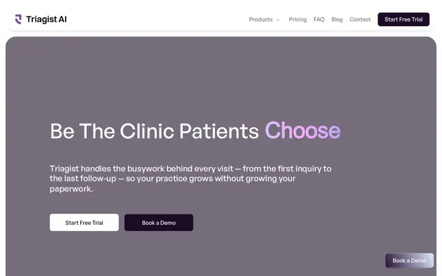 Screenshot of AI Clinical Automation and Growth Engine for Clinics | Triagist AI