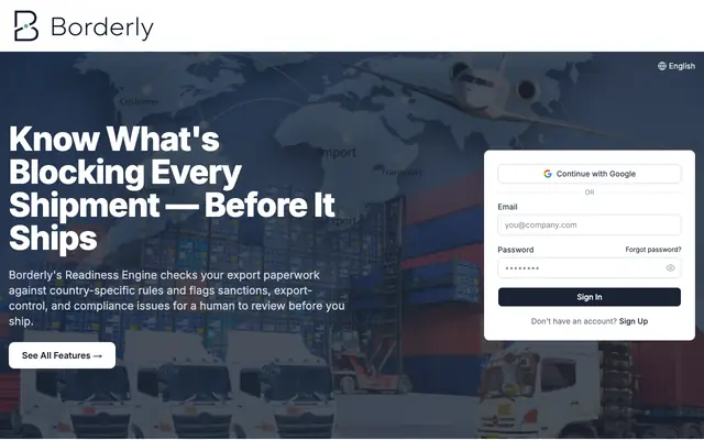 Screenshot of Borderly | Export Readiness Dashboard