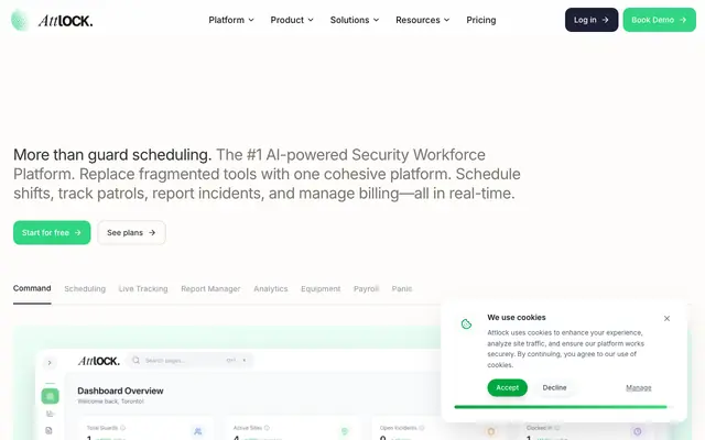 Screenshot of #1 Security Guard Management Software | Attlock — Streamline Your Patrol Busines
