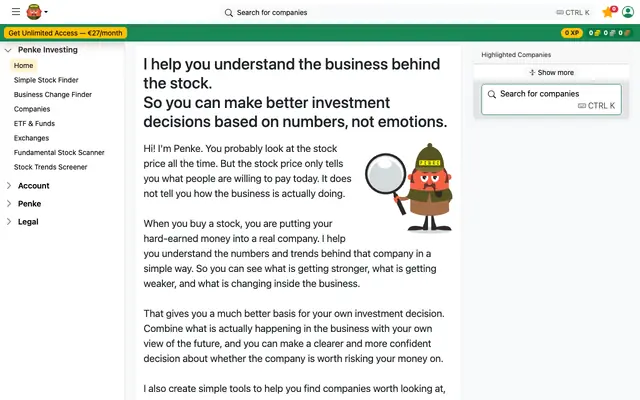 Screenshot of I help you to understand the business behind the stock. Based on numbers, not em