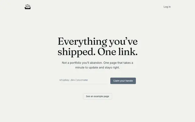 Screenshot of Shipbay — everything you’ve shipped, one link
