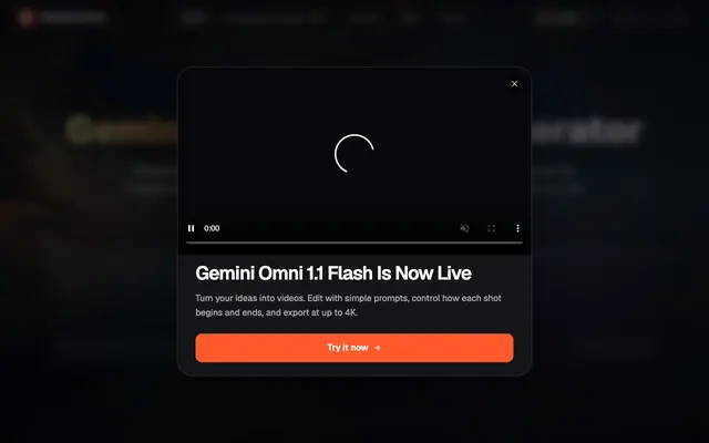 Screenshot of Gemini Omni - Free Online AI Video Generator & Editor
