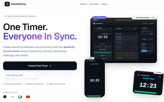 Screenshot of ShareMyTimer - Real-Time Collaborative Synchronized Timers