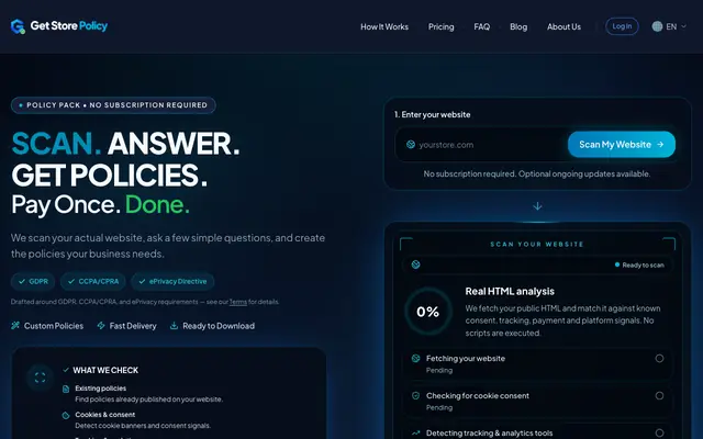 Screenshot of Get Store Policy — Know What Your Website Needs