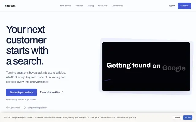 Screenshot of AltoRank | Open-source AI SEO content engine