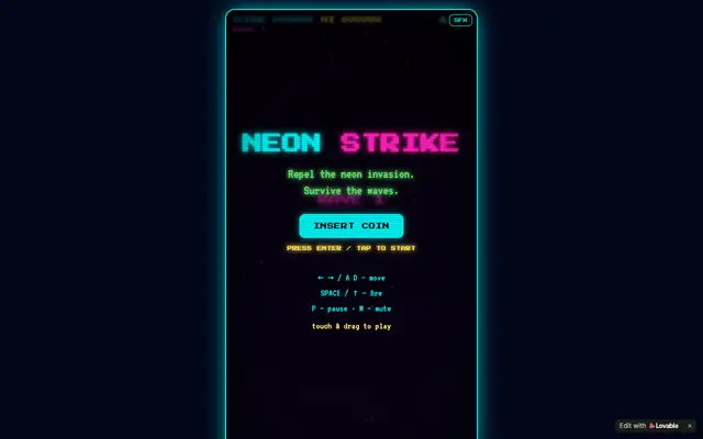 Screenshot of NEON STRIKE — Retro Arcade Shooter