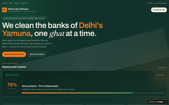 Screenshot of Bharat Uday Abhiyaan | Cleaning Delhi's Yamuna