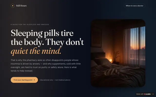 Screenshot of Still Hours — A Calm Guide to Anxious Sleep
