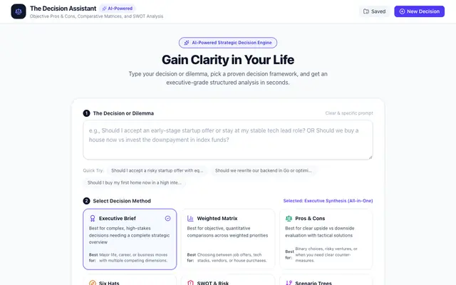 Screenshot of The Decision Assistant