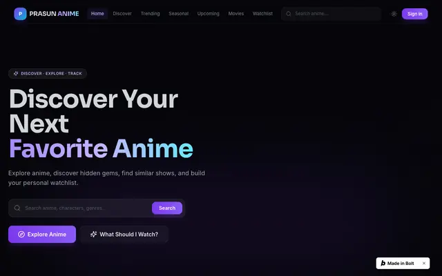 Screenshot of Prasun Anime — Discover Your Next Favorite Anime