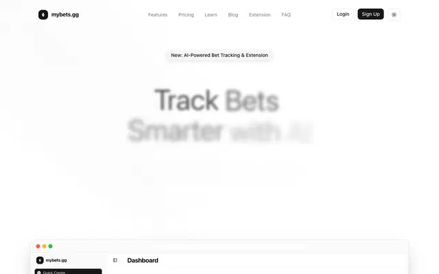 Screenshot of Mybets.gg — AI Sports Bet Tracker