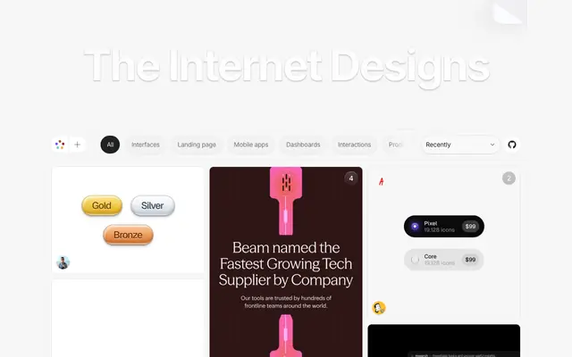 Screenshot of The Internet Designs | UI Inspiration from X & Pinterest