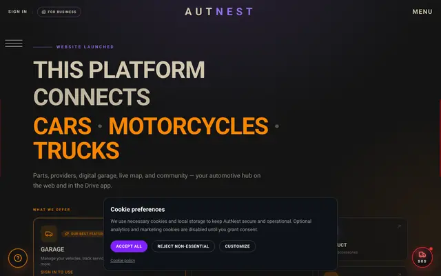 Screenshot of AutNest | Your Automotive Hub
