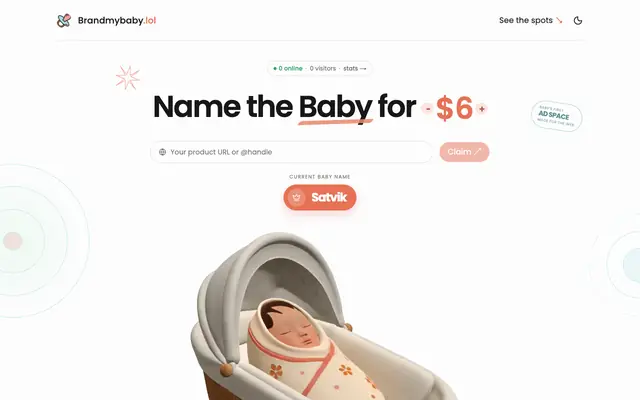 Screenshot of brandmybaby.lol
