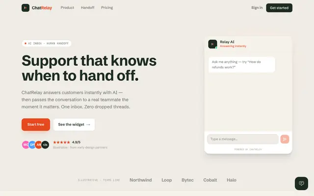 Screenshot of ChatRelay — AI answers. You close.