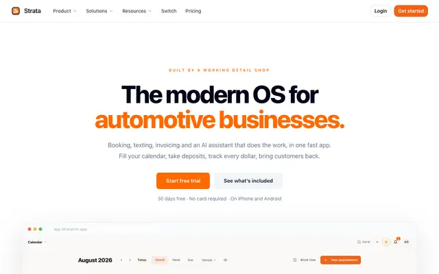 Screenshot of Auto Detailing & Shop CRM With Online Booking | Strata