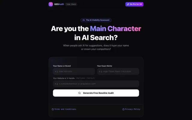 Screenshot of GEO Audit — Personal AI-Visibility Tracker