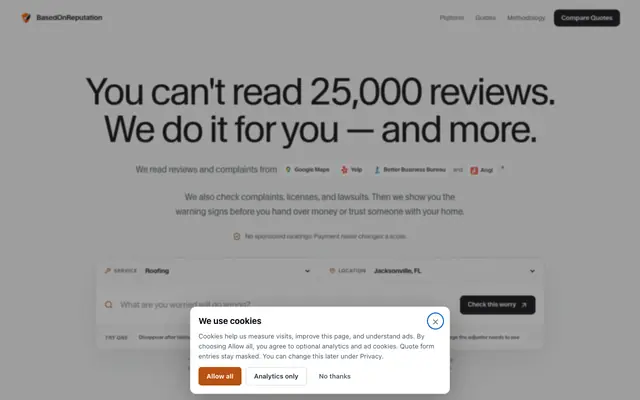 Screenshot of Compare Local Service Companies | BasedOnReputation