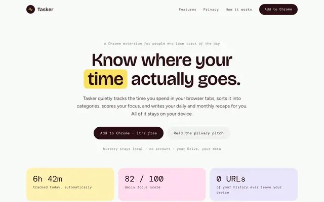 Screenshot of Tasker — Know where your time goes