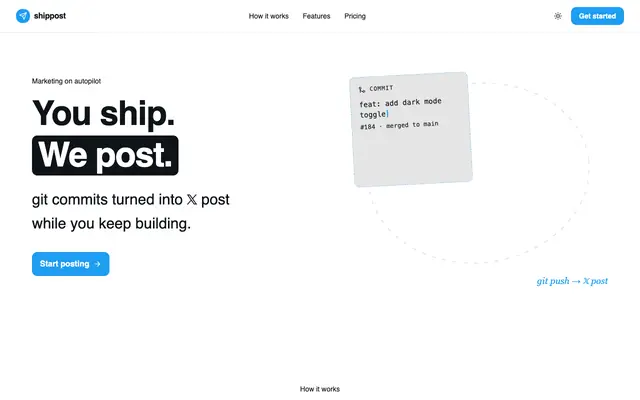 Screenshot of Shippost — You ship. We post.
