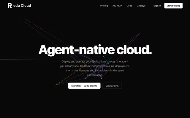Screenshot of Agent-native cloud | redu.cloud