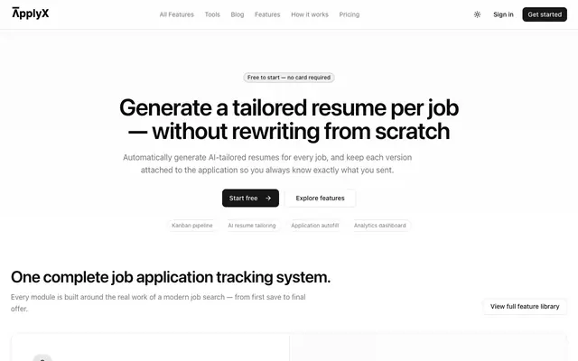 Screenshot of The Job Application Tracker That Generates AI-Tailored Resumes for Every Job