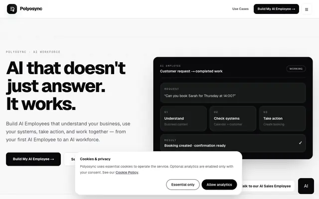 Screenshot of AI Employees for Business | Polyosync