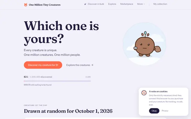 Screenshot of One Million Tiny Creatures: Which One Is Yours?