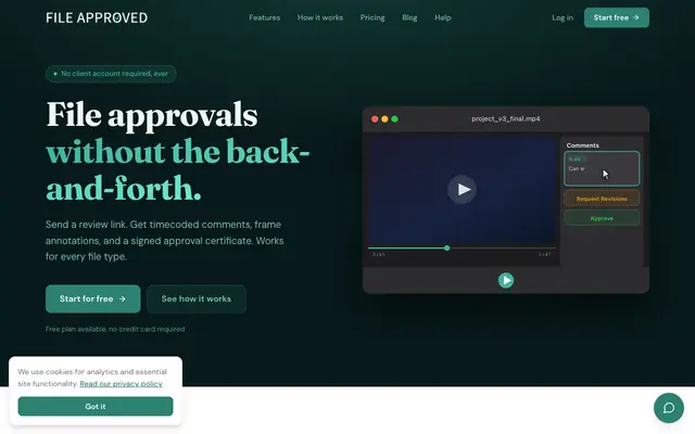 Screenshot of File Approval Software for Creatives | File Approved
