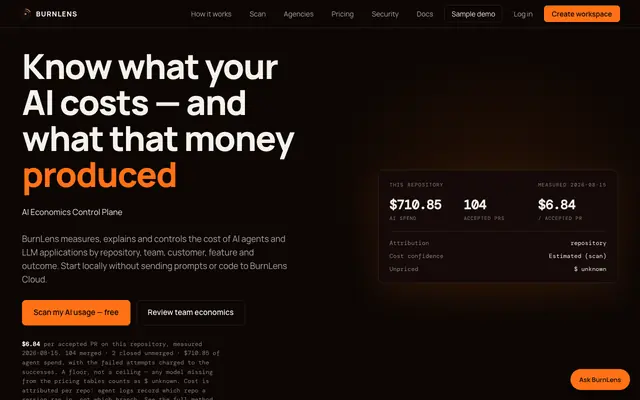 Screenshot of BurnLens — See what your AI spent. Cap the next call.
