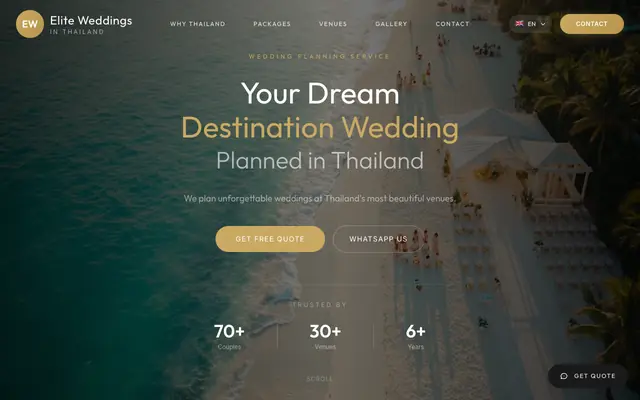 Screenshot of ThaiWeds - We Plan Your Dream Destination Wedding in Thailan