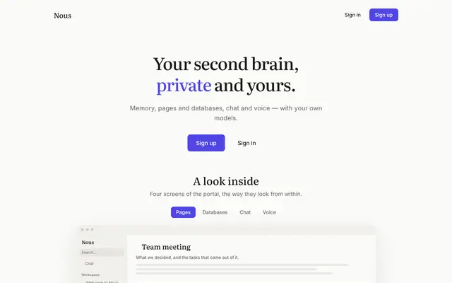 Screenshot of Nous