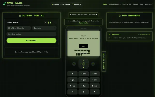 Screenshot of 90s Nokia Snake Challenge — Play Free